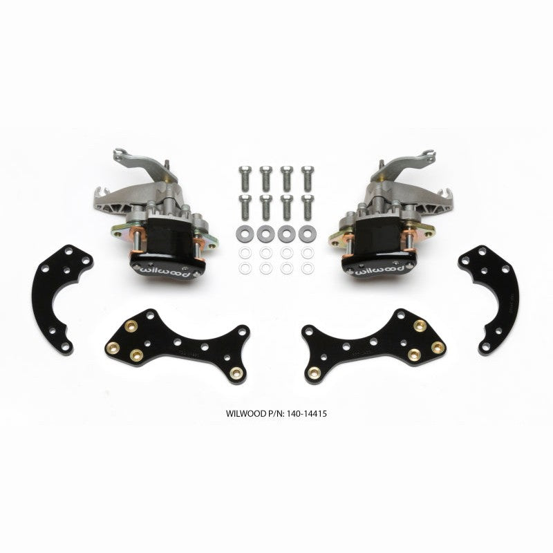 Wilwood MC4 mechanical parking brake retrofit kit including calipers and brackets for Forged Dynalite Pro Street brakes.