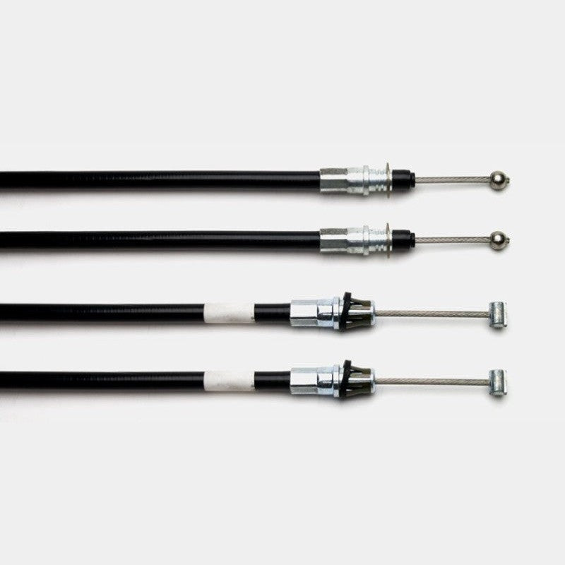 Wilwood CPB parking brake cable kit featuring black sheath cables and silver clevis hardware for Mini Cooper.