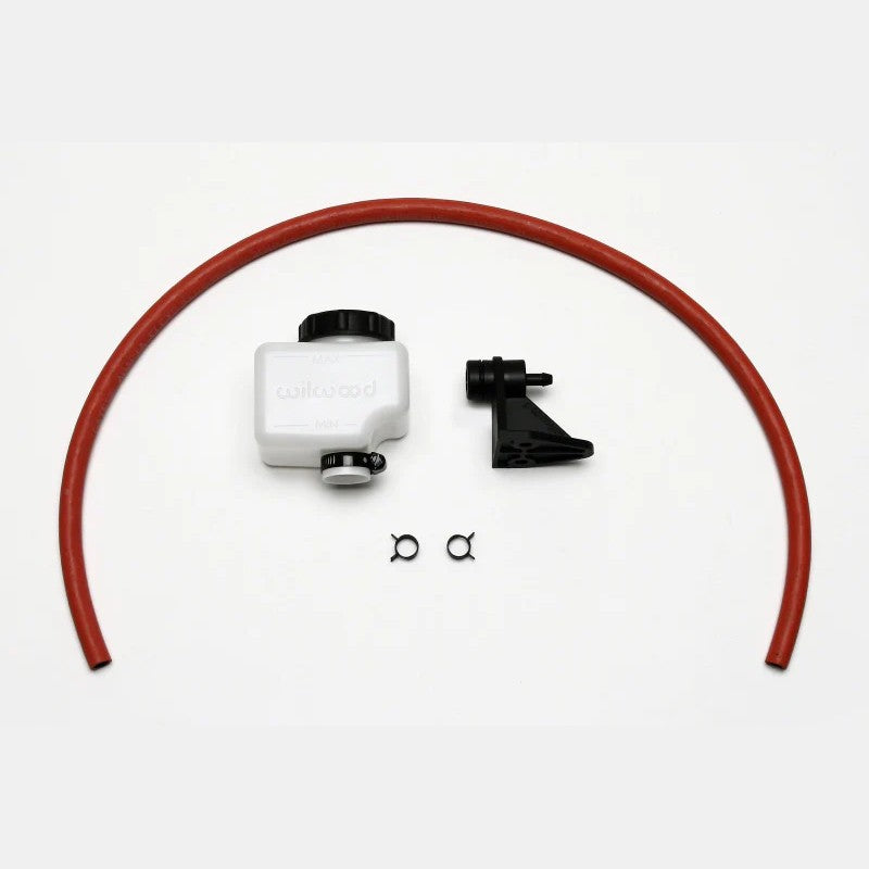 Wilwood 7.0 oz remote brake fluid reservoir with mounting bracket and 30-inch supply hose