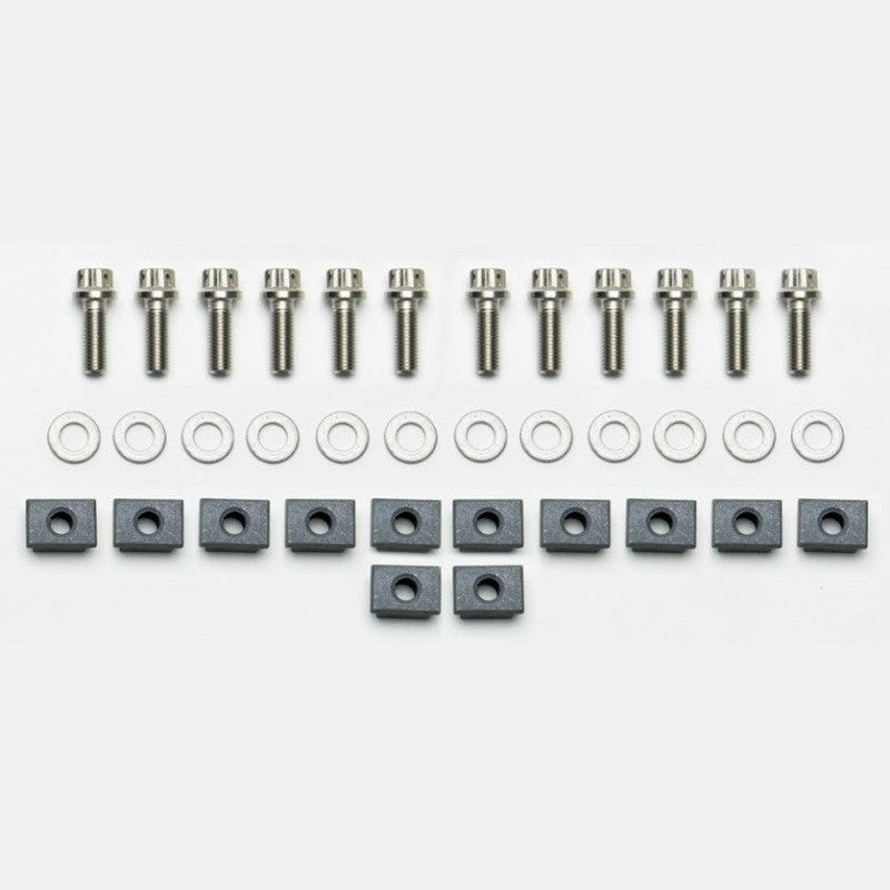 Wilwood Dynamic Mount 12-bolt front rotor bolt kit showing fasteners and specialized T-Nut installation tool.