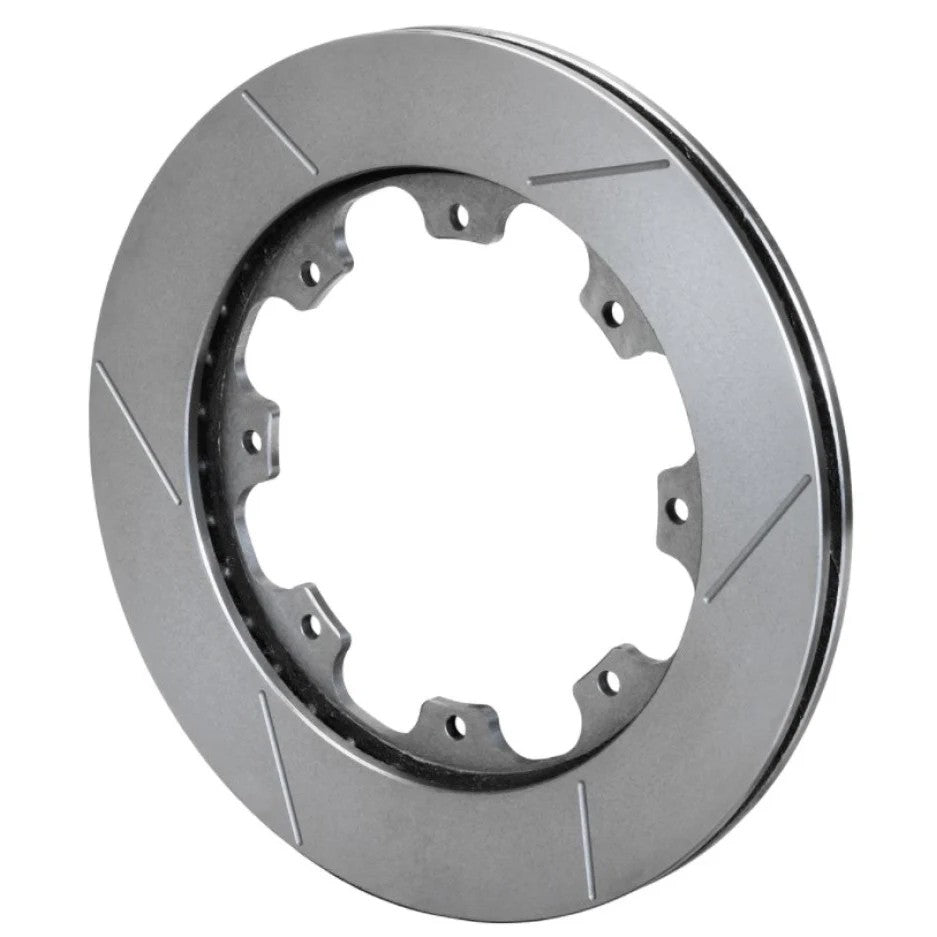 Wilwood GT 36 Spec-37 slotted brake rotor showing curved vanes and 8 on 7.00 inch bolt pattern