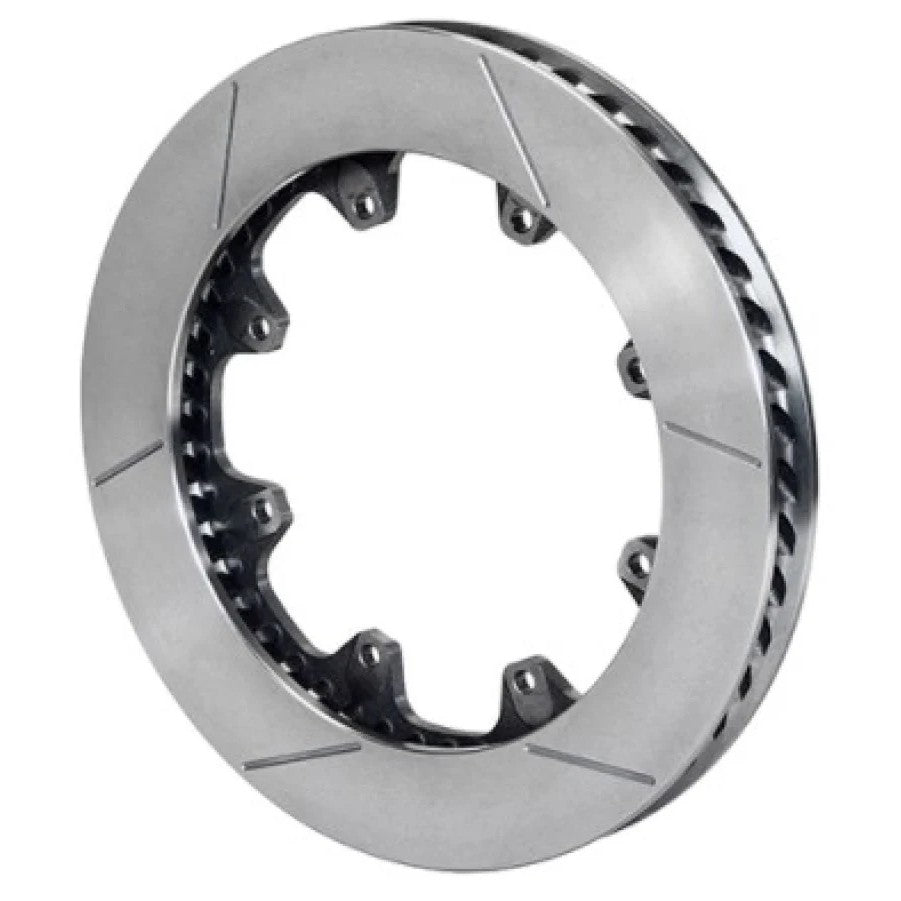 Wilwood GT 48 Spec-37 left-hand curved vane rotor with asymmetrical face slots and 8-bolt mounting pattern