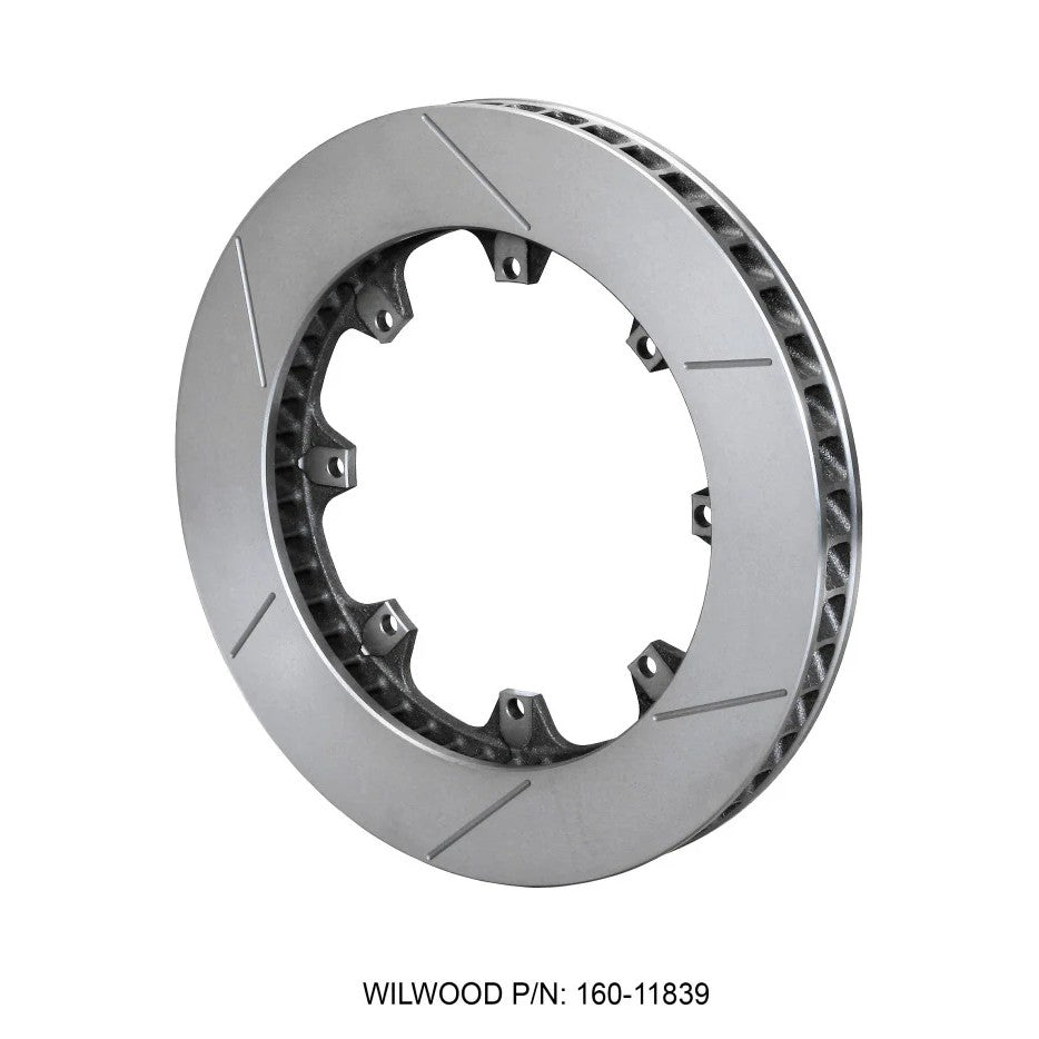 Slotted Wilwood GT48 Spec-37 curved vane brake rotor for 8 on 7.00 inch mounting
