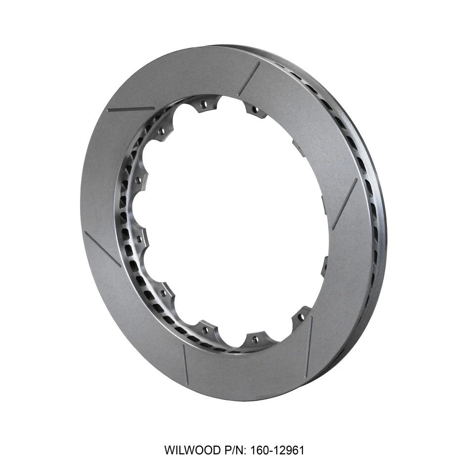 Wilwood GT-48 directional curved vane brake rotor with asymmetrical face slots and 12-bolt mounting pattern.