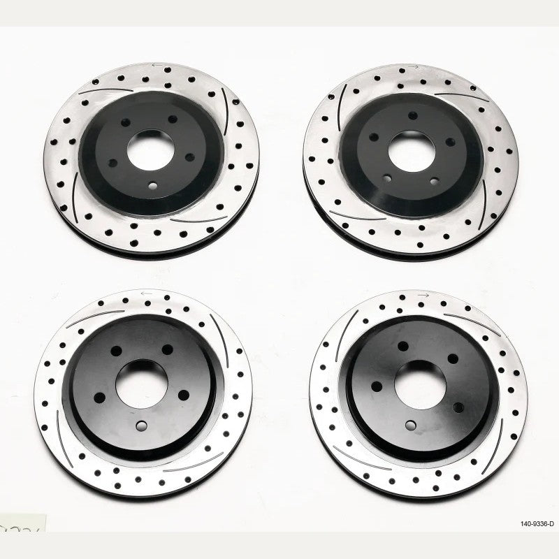 Set of four Wilwood ProMatrix dimpled and slotted brake rotors for C5 and C6 Chevrolet Corvette