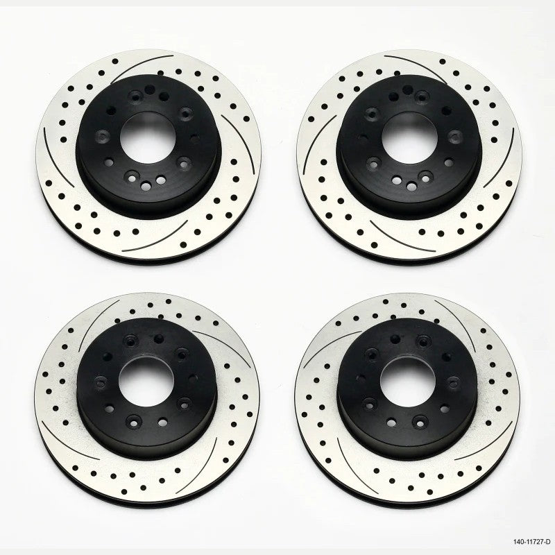 Wilwood ProMatrix drilled 1-piece front and rear brake rotors for 1970-1982 Chevrolet Corvette.