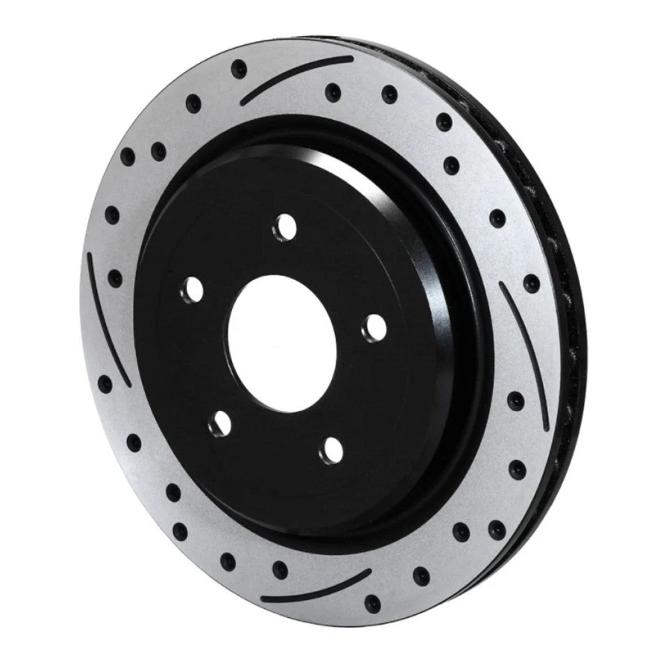 Wilwood SRP black electro-coated 12-inch drilled and slotted rear brake rotor for C5/C6 Corvette