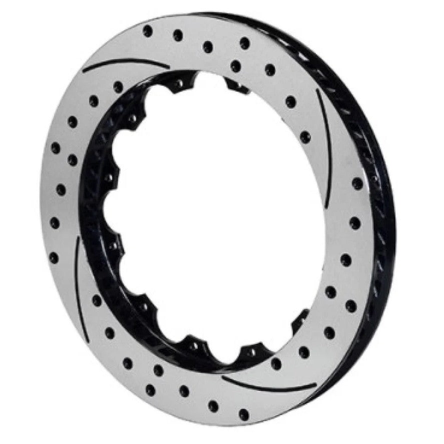 Wilwood SRP48 black directional drilled and slotted brake rotor, 12.88 inch diameter, left hand orientation