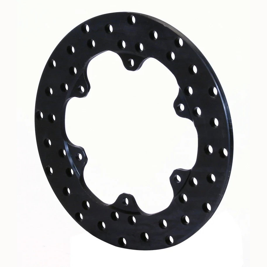 Wilwood drilled steel front drag rotor with 6-on-6.25-inch bolt pattern and 10.75-inch diameter.
