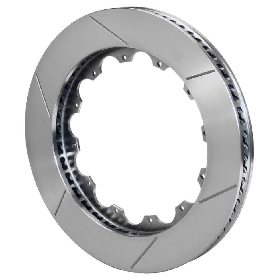 Wilwood GT 72 Spec-37 curved vane brake rotor with GT face slots and 12-bolt mounting pattern, left-hand orientation.