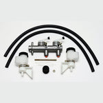 Wilwood tandem master cylinder featuring a 1 inch bore and dual pre-installed 4oz remote reservoirs