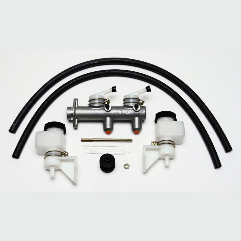 Wilwood tandem master cylinder featuring a 1 inch bore and dual pre-installed 4oz remote reservoirs