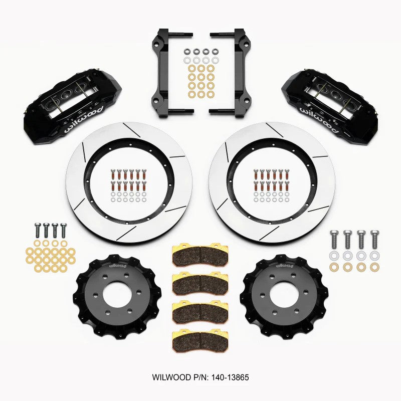 Wilwood TX6R front big brake kit for Ford F-150 with black 6-piston calipers and 15.50 inch directional vane rotors.