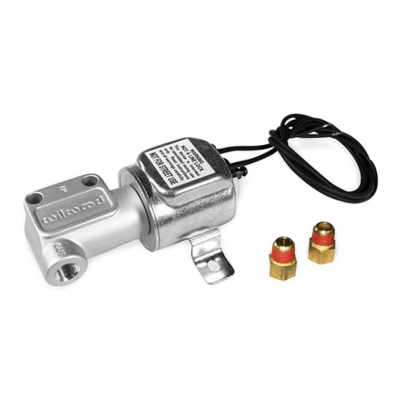 Wilwood 260-9921 solenoid activated brake line shut-off valve with hydraulic ports and electrical wiring