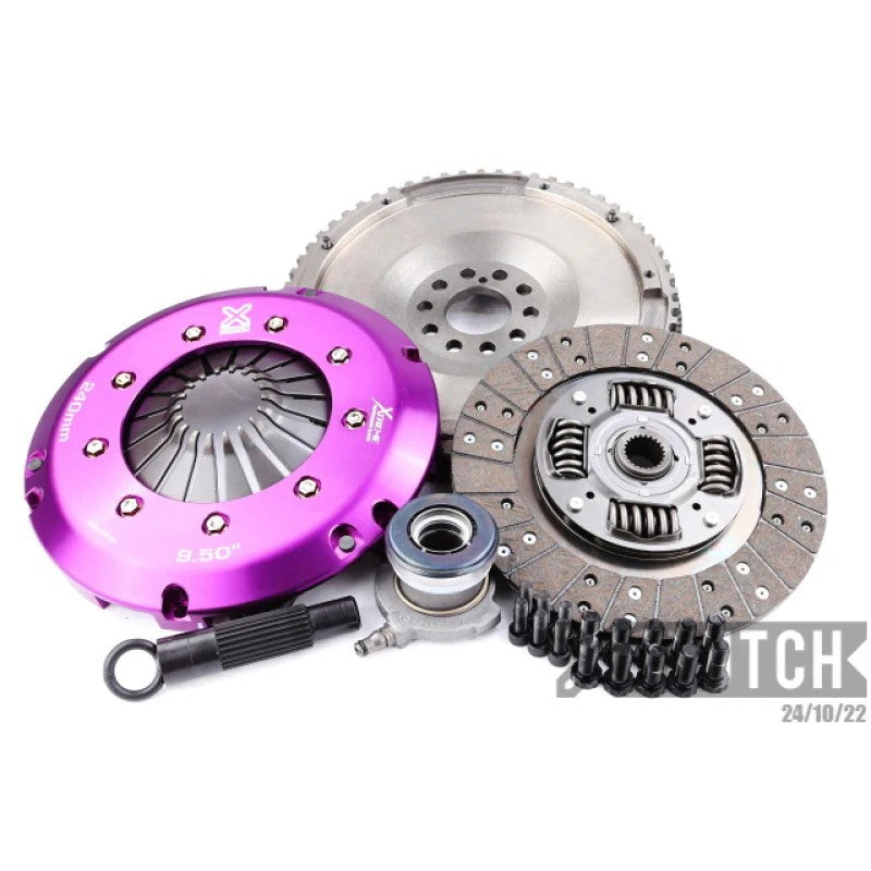 XClutch Stage 1 Sprung Organic Clutch Kit including pressure plate, friction disc, and hydraulic release bearing.