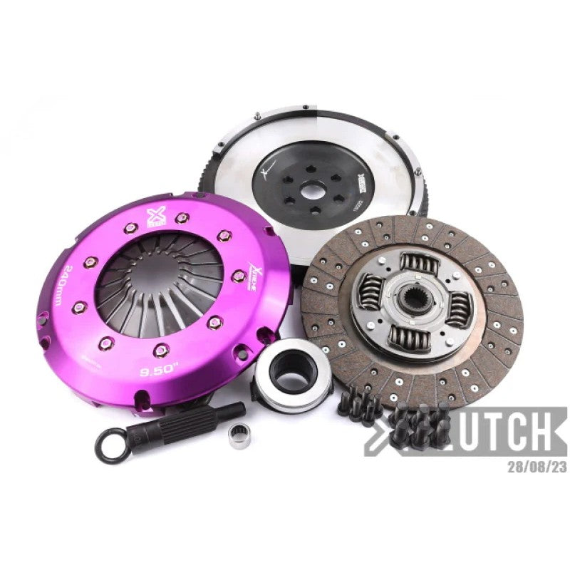XClutch Stage 1 sprung organic clutch kit featuring heavy duty pressure plate, friction disc, and release bearing.