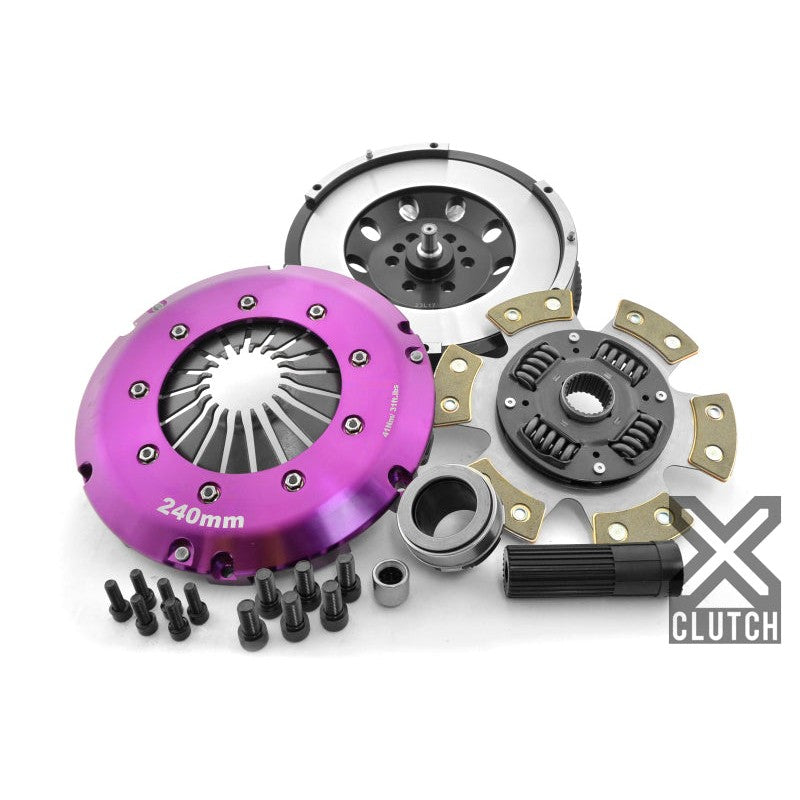 XClutch Stage 2R Extra HD sprung ceramic clutch kit including pressure plate, friction disc, and release bearing.