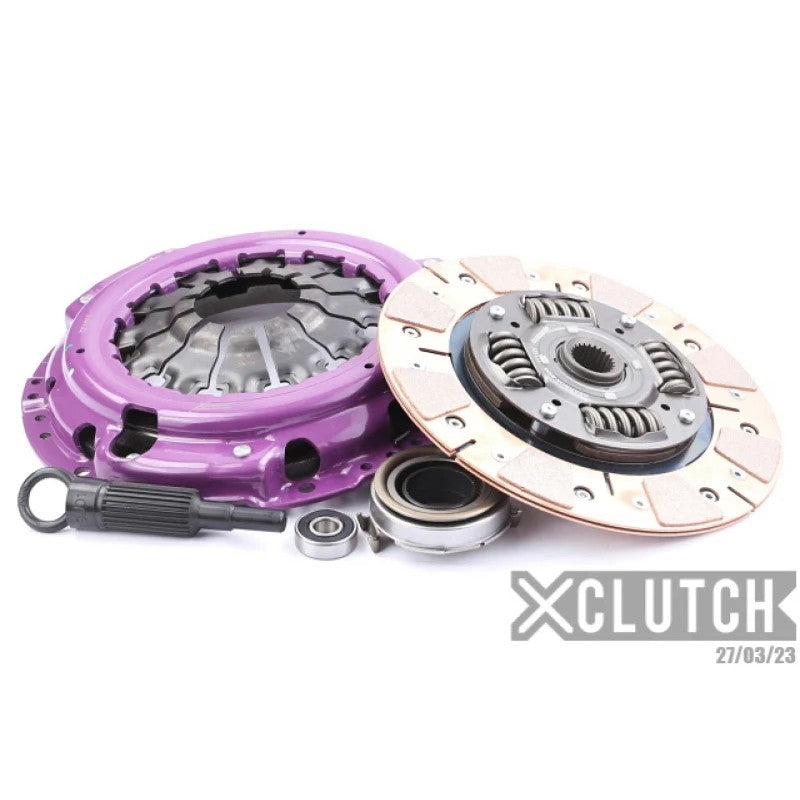 XClutch Stage 2 cushioned ceramic clutch kit including pressure plate, sprung friction disc, and alignment tool.