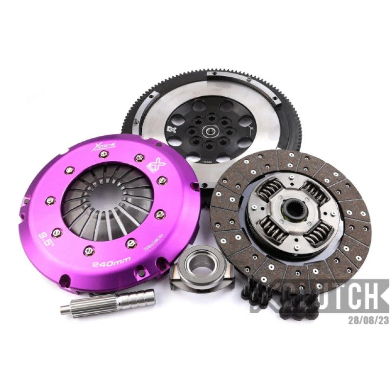 XClutch Stage 1 Sprung Organic Clutch Kit including pressure plate, friction disc, and alignment tool for Subaru WRX.