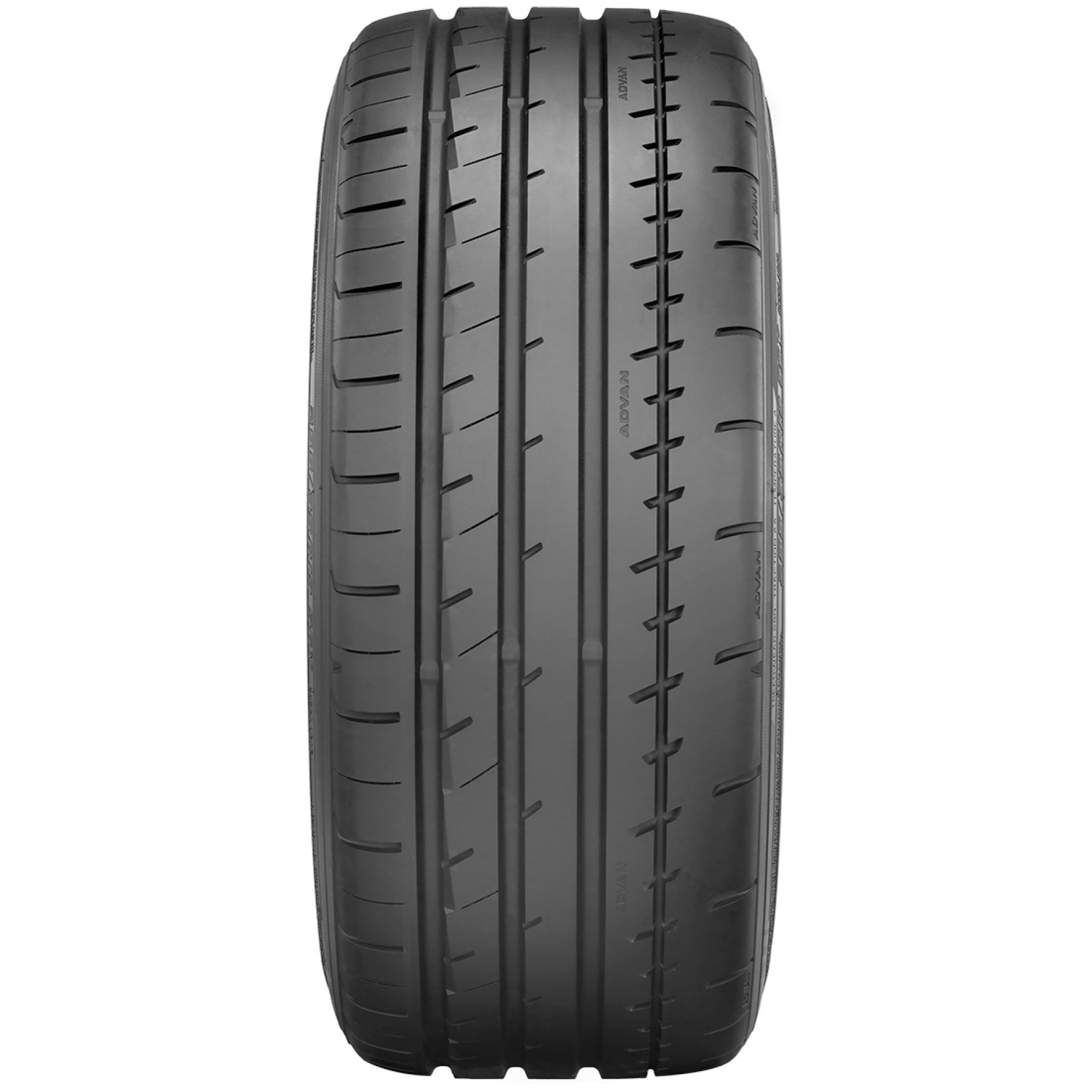 Yokohama Advan Apex V601 performance summer tire showing asymmetrical tread pattern and sidewall markings.