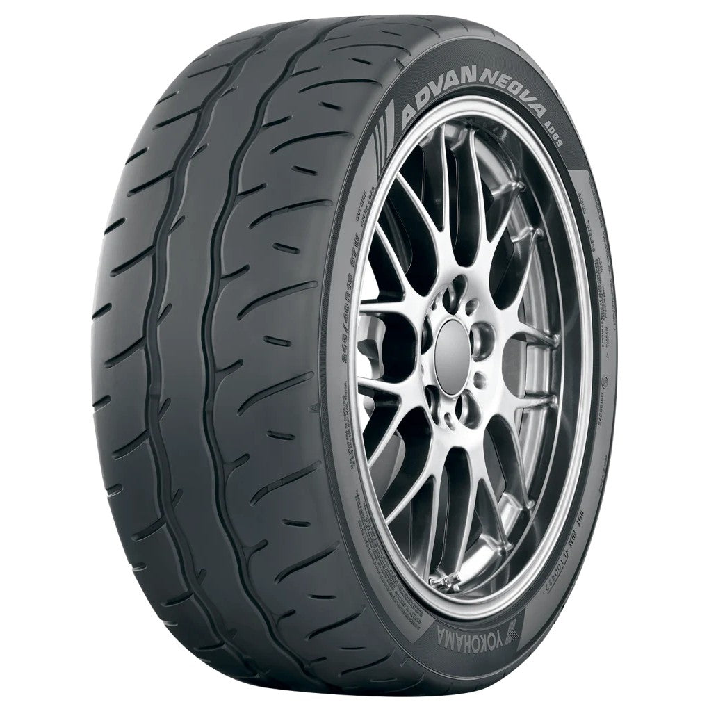 Yokohama Advan Neova AD09 summer tire with asymmetric performance tread pattern and sidewall branding.
