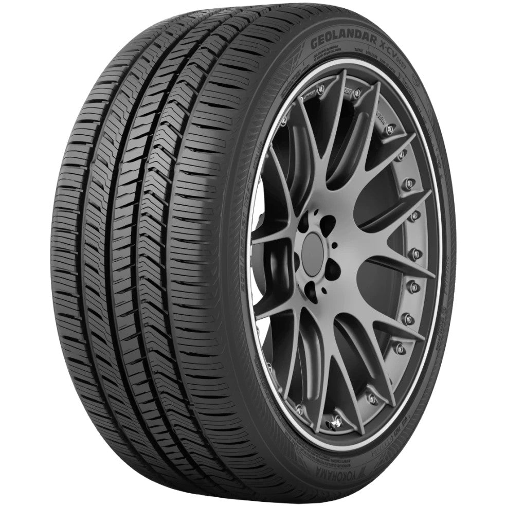 Yokohama Geolandar X-CV tire with asymmetric tread pattern for luxury SUVs and crossovers.