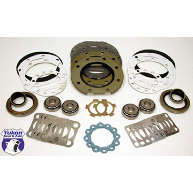 Yukon Gear front axle knuckle rebuild kit featuring Nachi bearings, seals, and wipers for Toyota trucks and SUVs.