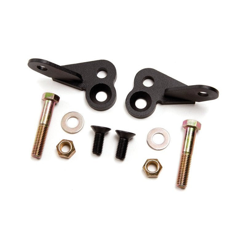 Zone Offroad textured black steel shock extension brackets for 2002-2005 Dodge Ram 1500.