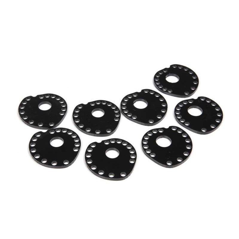 Black e-coated laser-cut steel cam lockout plates for 2021-2025 Ford Bronco suspension alignment.