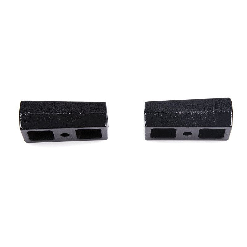 Pair of black e-coated tapered cast iron rear lift blocks with 5/8 inch pins