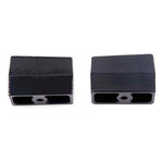 Pair of black e-coated Zone Offroad 4-inch tapered cast iron rear lift blocks with 9/16-inch center pins.