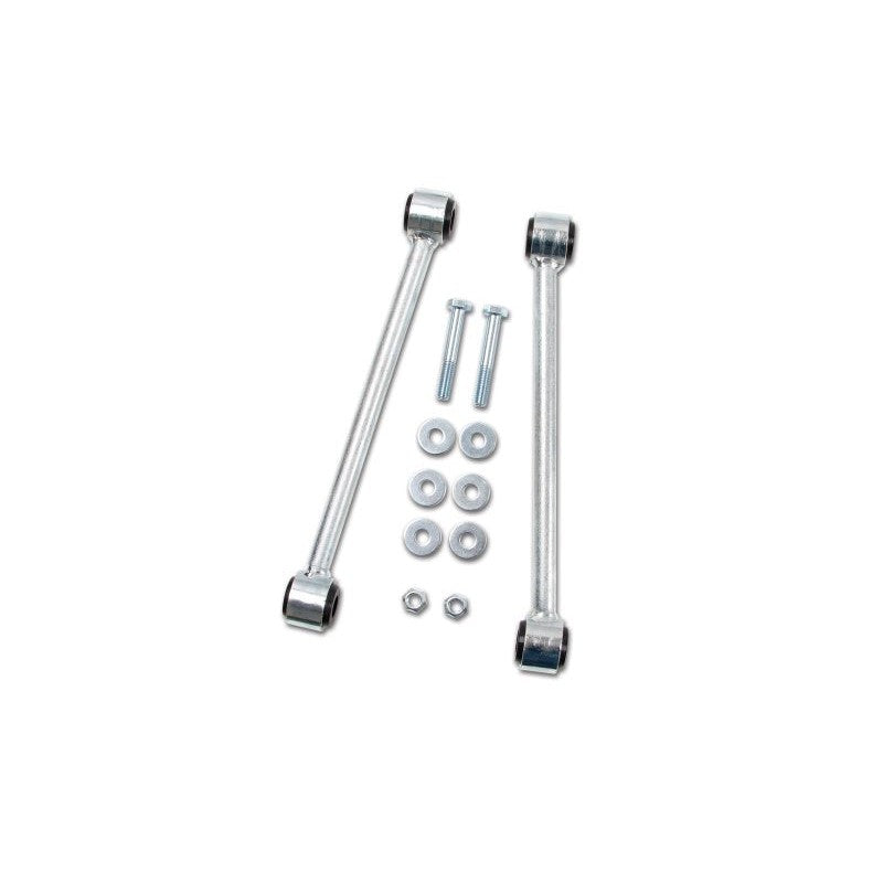 Zone Offroad clear zinc plated solid steel sway bar links with black urethane bushings and mounting hardware.