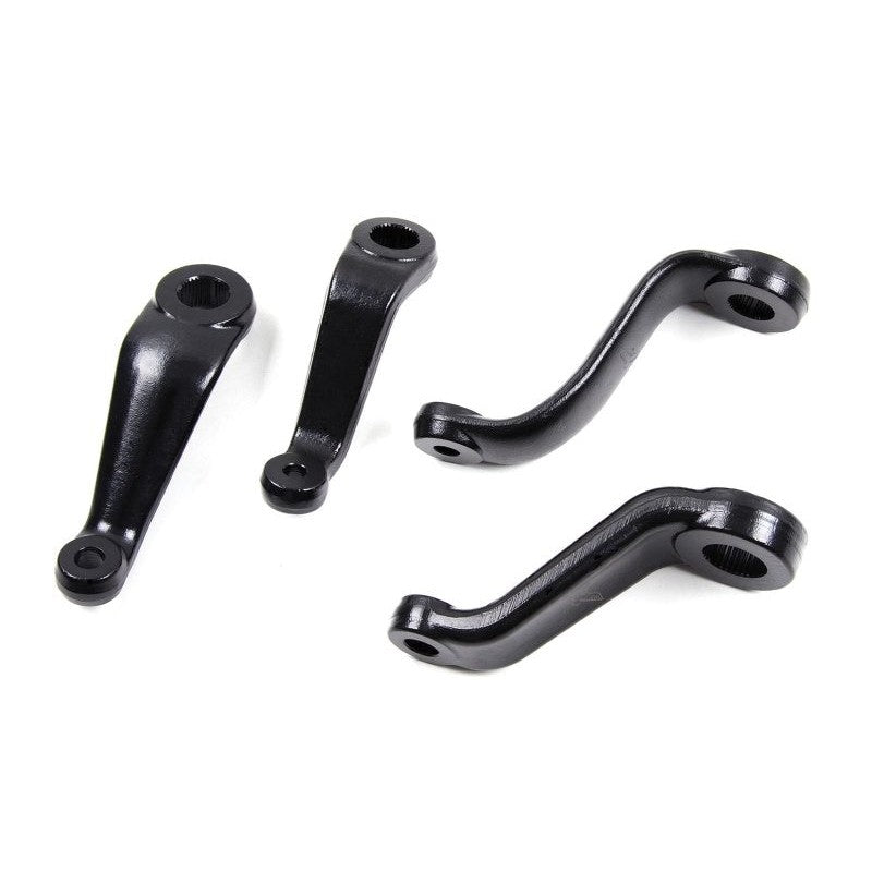 Black e-coated forged steel 4.5-inch drop pitman arm for 1999-2004 Ford F-250 and F-350 Super Duty trucks.